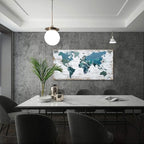 Teal Decor World Map Canvas Art Pictures - Image 8