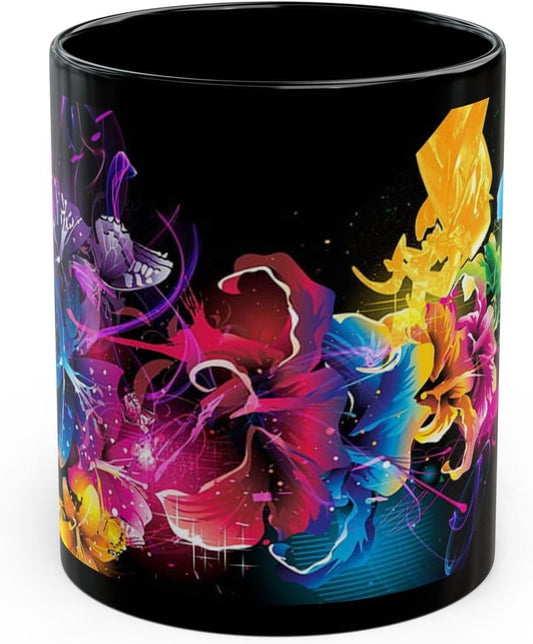 11 OZ Novelty Coffee Mug – Vibrant Floral Design – Unique Ceramic Tea & Coffee Cup – Gift for Women, Gardeners, Flower Lovers – Colorful Holiday Drinkware