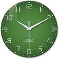 XNM Bedroom Clock Battery Operated Glass Minimalist Green Wall Clock 12 Inch by XNMwallclock