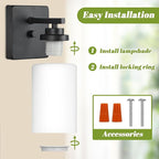Set of 2 Wall Sconces for Bathroom, Modern Vanity Light Fixtures, Matte Black - Image 6
