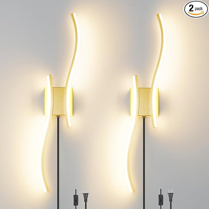 Daunton Modern Plug in Wall Sconce Set of 2, 3CCT Adjustable & Memory Function by Daunton