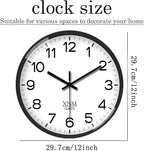XNM Minimalist Wall Clocks Battery Operated 12 Inch Classic White Analog Wall - Image 3