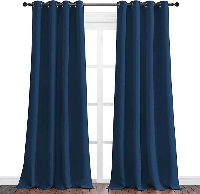 NICETOWN Moroccan Blue Blackout Curtains 108" Long - Image 2