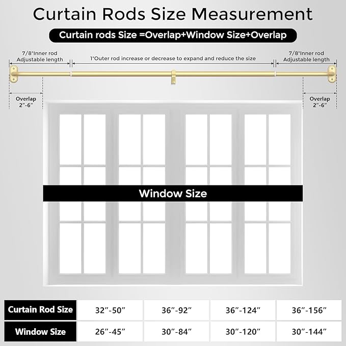 Curtain Rods 32-46 Inch, 1 Inch Adjustable Heavy Duty Room Darkening Window - Image 8