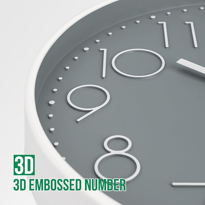 Wall Clock 12 Inch Non-Ticking Silent Modern Simple Style Round Decor Clock - Image 6