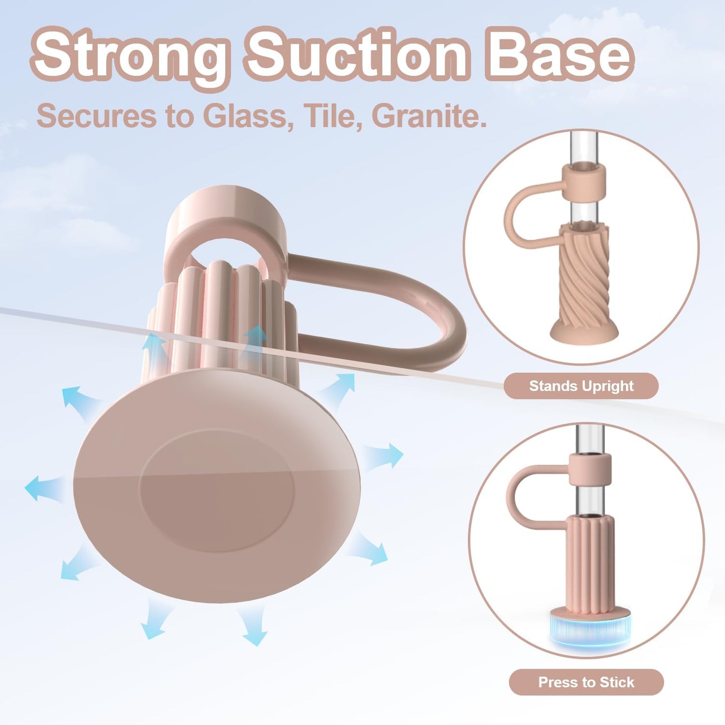 YOTIME Silicone Straw Covers Cap, 6 Pcs Reusable 0.39in/10mm Suction Cup Straw Toppers for Stanley Cup 40 30 oz, Pink