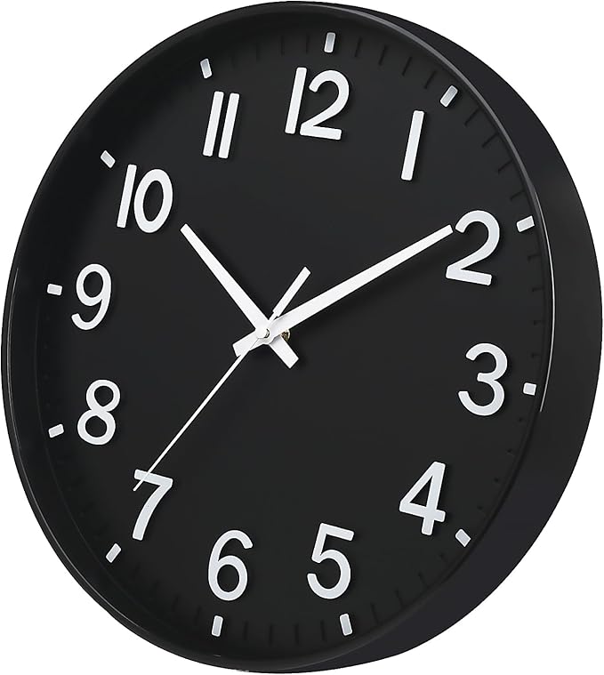 HZDHCLH Black Wall Clocks Battery Operated 12 inch Silent Non Ticking Modern - Image 3