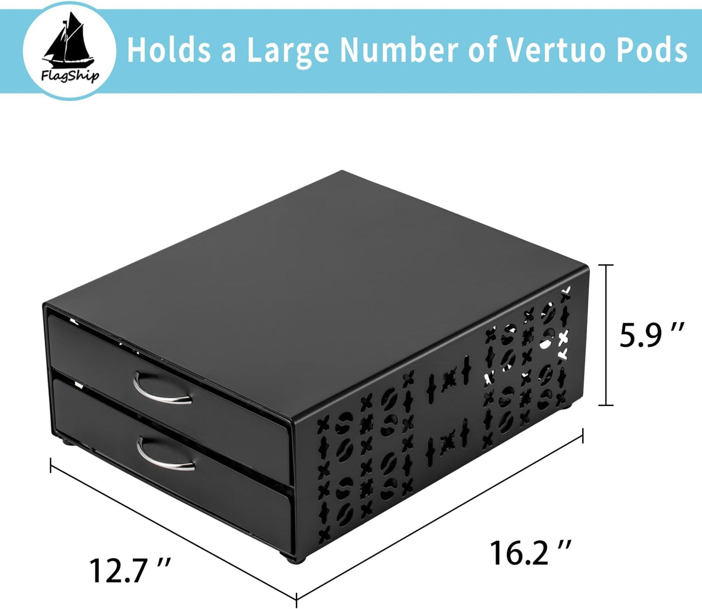 Flagship Vertuo Pod Holder Coffee Storage for Nespresso Organizer - Large Capacity 2 Tier Drawer Fits All Size Vertuo Pods