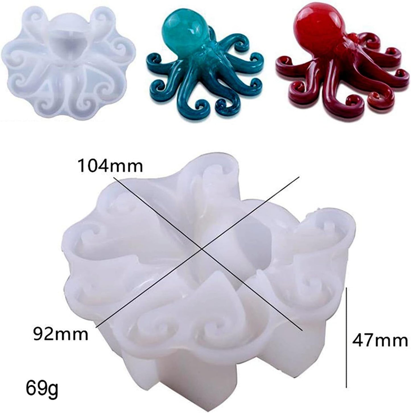 Octopus Resin Mold, Gasusen 3D Sea Animals Octopus Silicone Molds for Epoxy Resin Casting, Soap Candles Making, Home Decor Gifts, DIY Craft