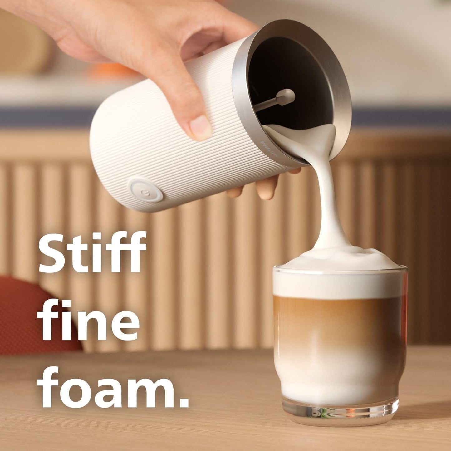 Philips Baristina Milk Frother - Foam Milk Perfectly. Hot and Cold. Dairy and Non-Dairy. Easy to Clean. for Philips Baristina Espresso Machines. Milky White (BAR311/00)