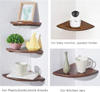 Corner Shelf, 12inch Walnut Solid Wood Floating Corner Shelves Wall Mount Round - Image 7