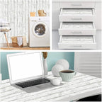 Arthome35.4 x 120 inches White Gray, Peel and Stick Wallpaper, Wood Contact - Image 4