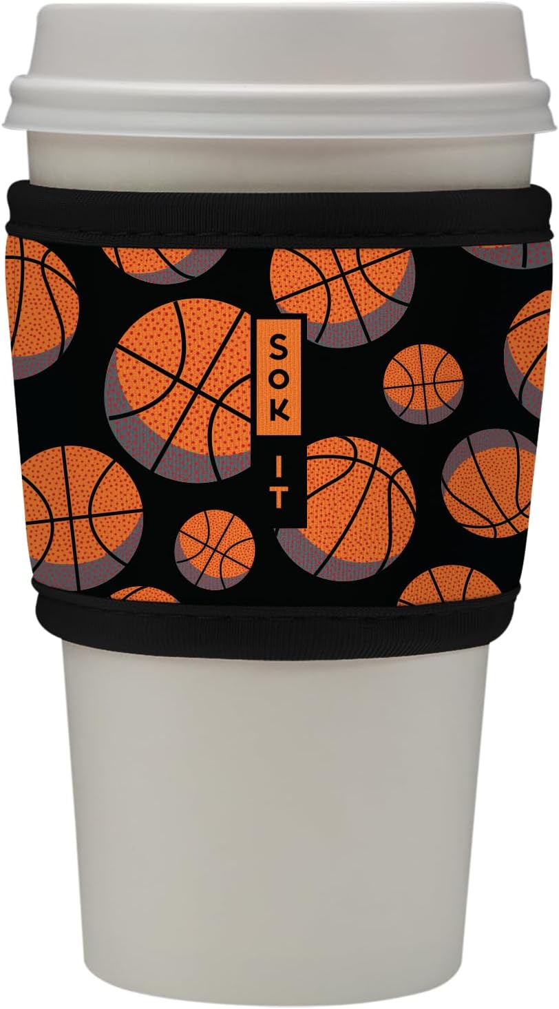 Sok It HotSok Coffee & Tea Reusable Insulated Neoprene Cup Sleeve (Basketball)
