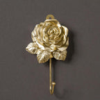 Gold Flower Wall Hooks, Whimsical Resin Rose Flower Decorative Bathroom Hooks - Image 6