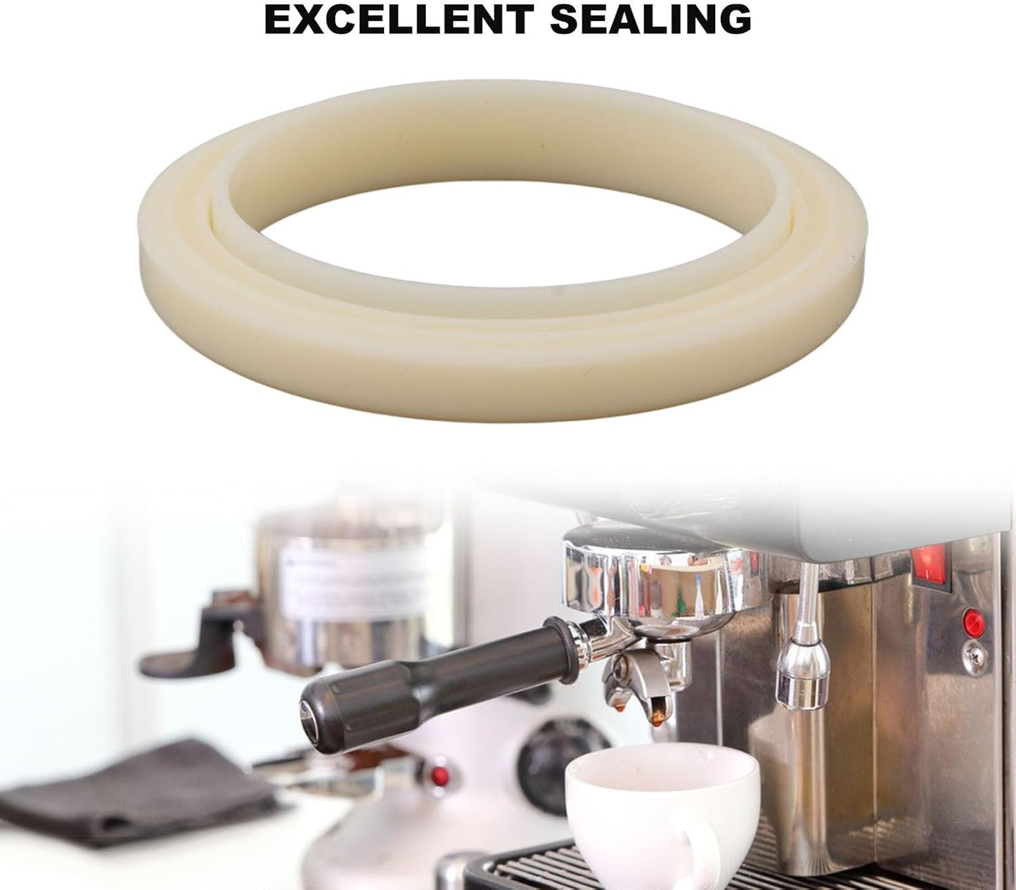 54mm Silicone Steam Ring, 2Pcs Group Head Gasket, Soft Coffee Machine Seal, 6.5cm Outer Diameter Flexible Gasket Replacement Part for 870 878 880 860 840 810 450 500, Beige
