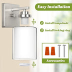 Set of 2 Wall Sconces for Bathroom, Modern Vanity Light Fixtures, Nickle Wall - Image 5