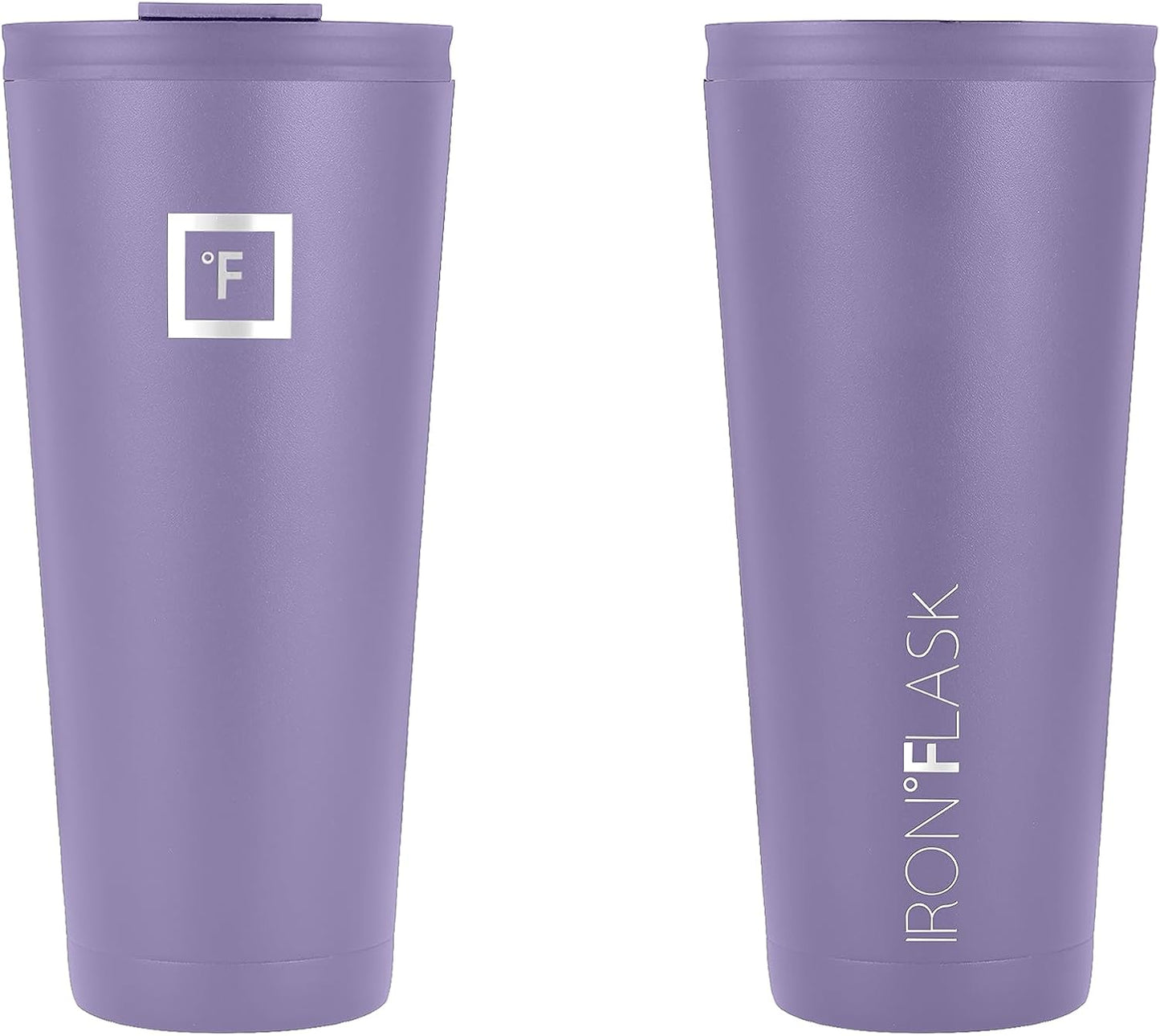 IRON °FLASK Classic Tumbler - Vacuum Insulated Stainless Steel Water Bottle, Double Walled, Drinking Cup, Insulated Travel Mug (Lavender, 32 oz Solid Lid)