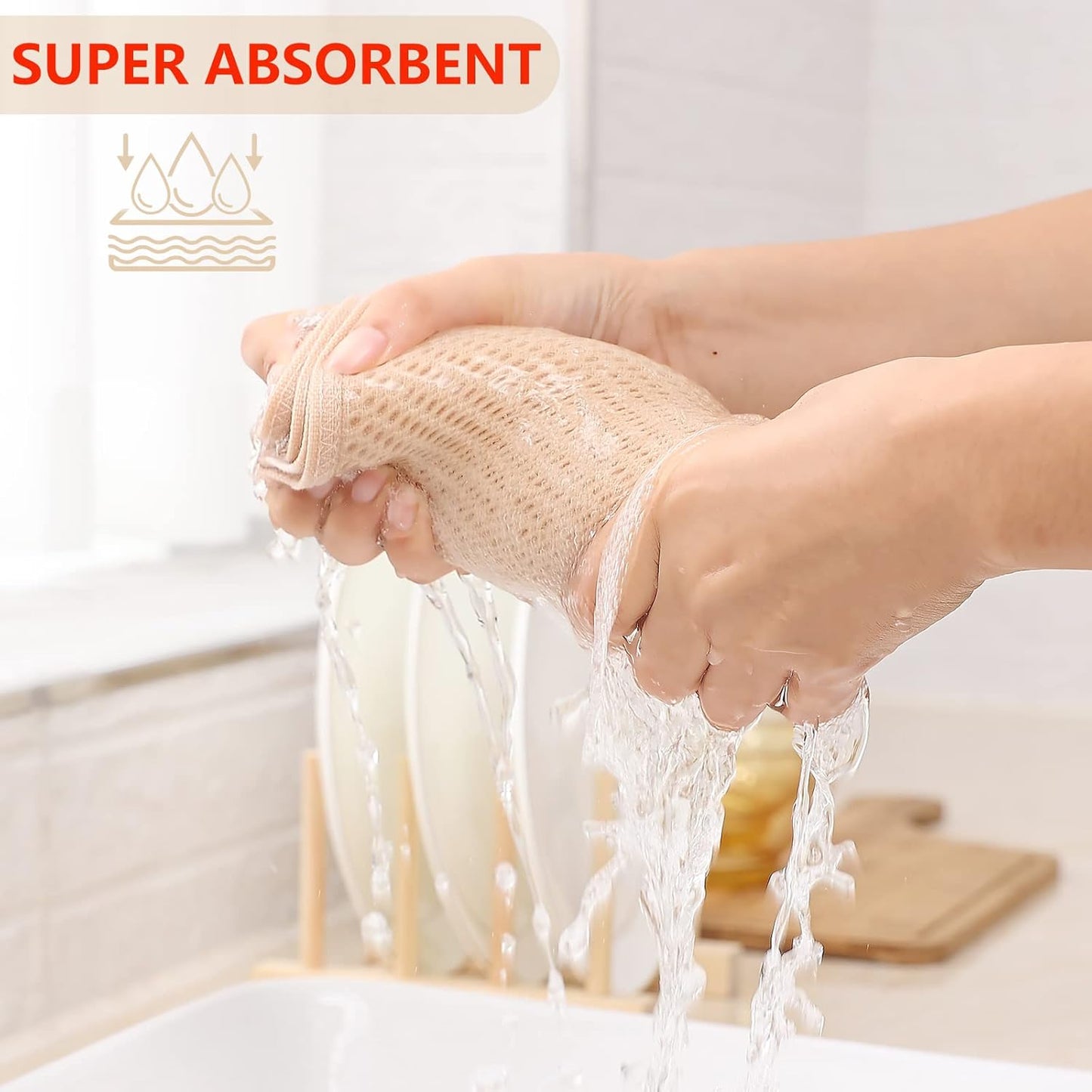 Kitinjoy 100% Cotton Waffle Weave Kitchen Towels, 4-Pack Super Soft and Absorbent Dish Towels for Drying Dishes, Kitchen Hand Towels, 13 in x 28 in, Multicolor