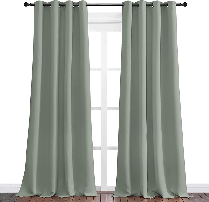 NICETOWN Greyish Green Blackout Curtains 102" Long - Image 2