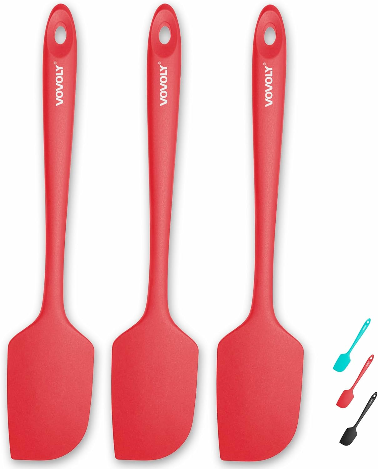 3 Pack Large Silicone Spatula for Kitchen,600°F Heat resistant Rubber Spatulas for Baking,Cooking, Scraping,and Mixing,Non Stick Kitchen Utensils, BPA Free, 11.2 IN, Red