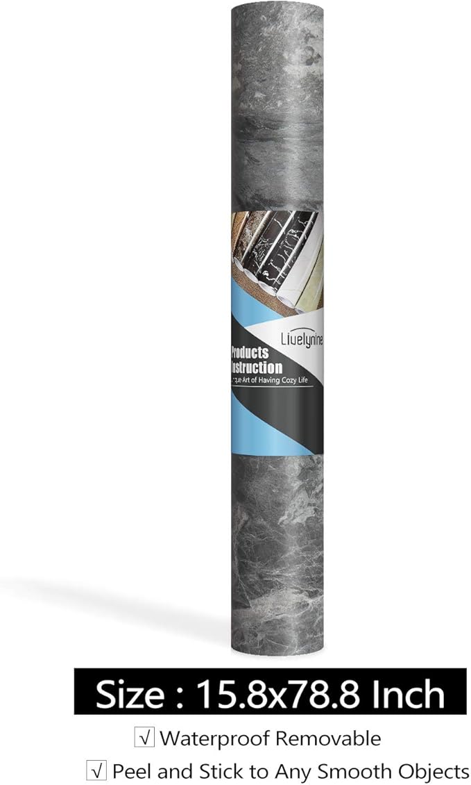 Livelynine Charcoal Concrete Wallpaper Peel and Stick Grey Contact Paper - Image 7