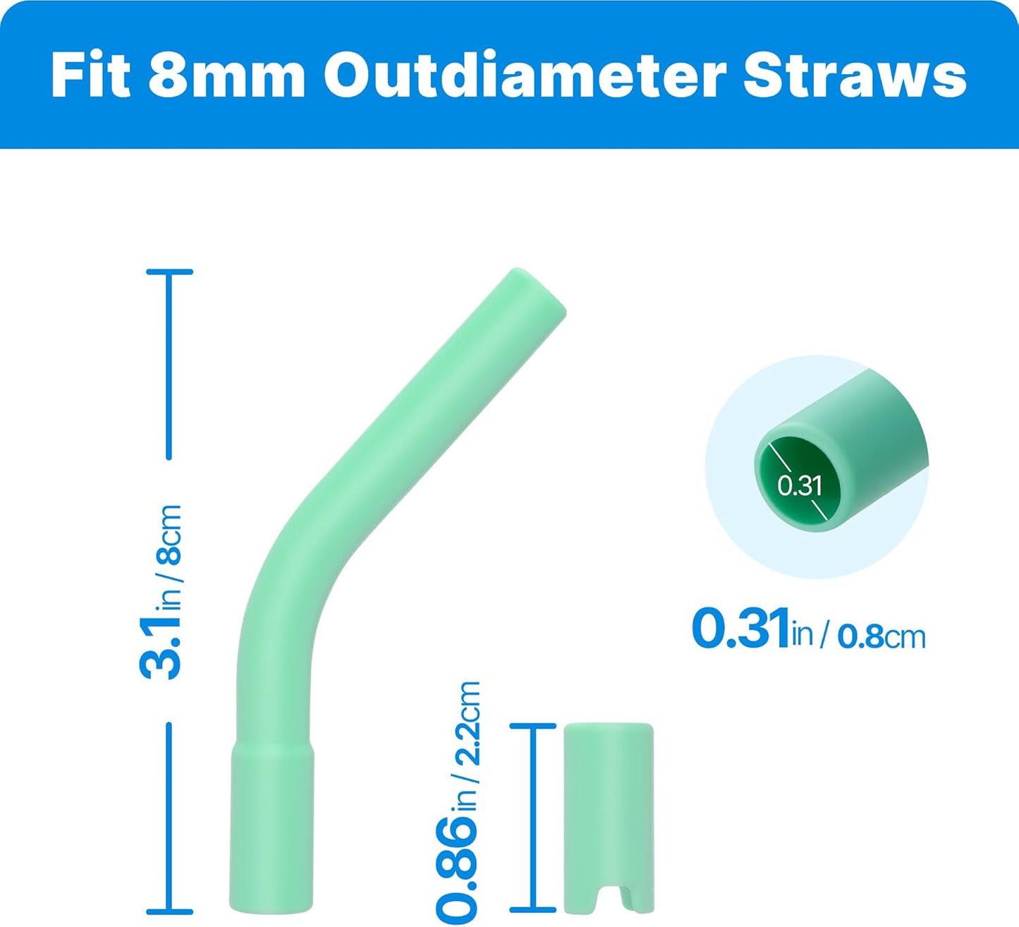6Pcs Silicone Straw Tips, Reusable Rubber Straw Tips for Metal Straws and Other 0.31Inch (8MM Outdiameter) Straws, Fit for Stanley Cup Tumbler (Light Pink)