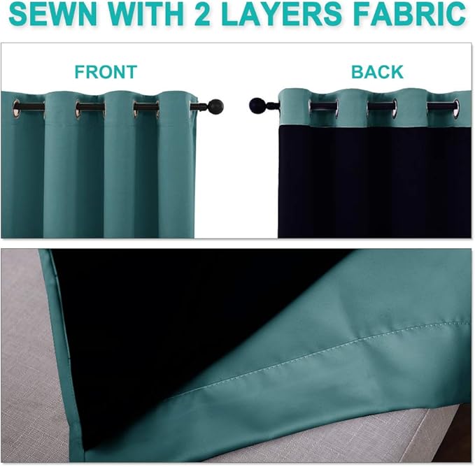 NICETOWN 100% Blackout Curtains 102 inches Long, Noise Reduction Window - Image 5
