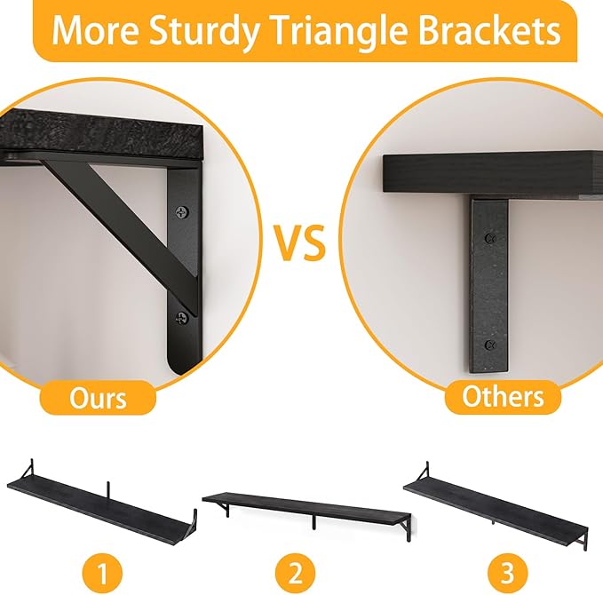 YGEOMER Floating Shelves for Wall, 35in Black Wall Shelves for Living Room - Image 3