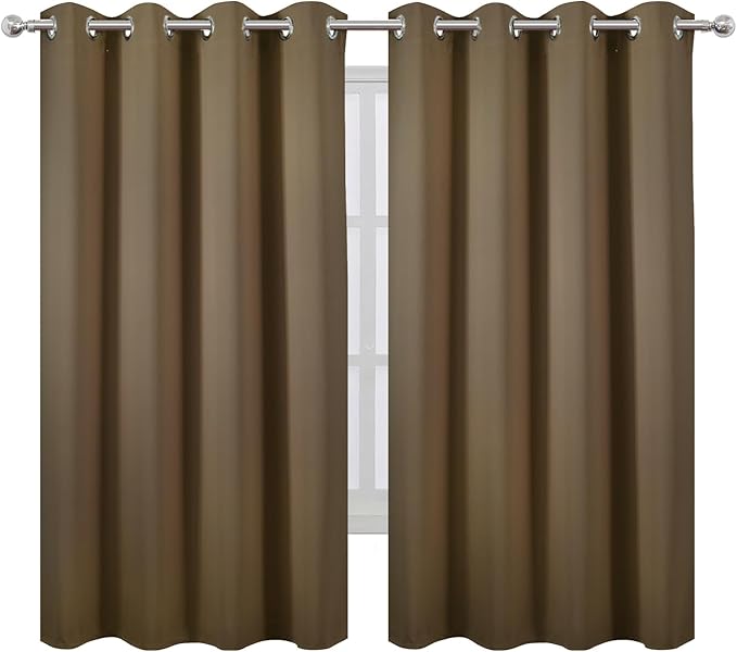 LEMOMO Brown Blackout Curtains 52 x 63 Inch Length/Set of 2 Curtain - Image 2