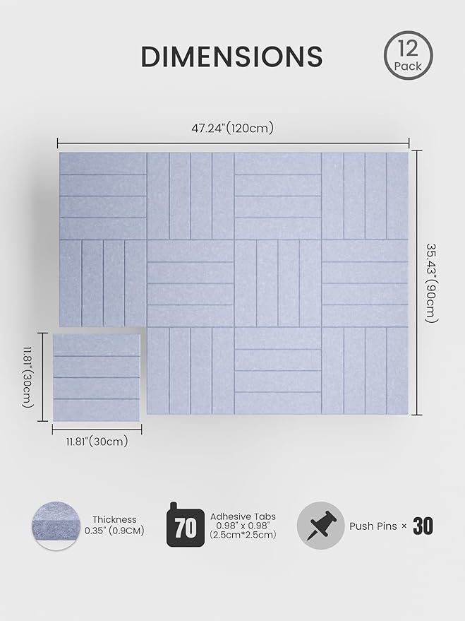 Bumusty Large Cork Board Alternative-48 x 36" Felt Bulletin Board Tiles - Image 2