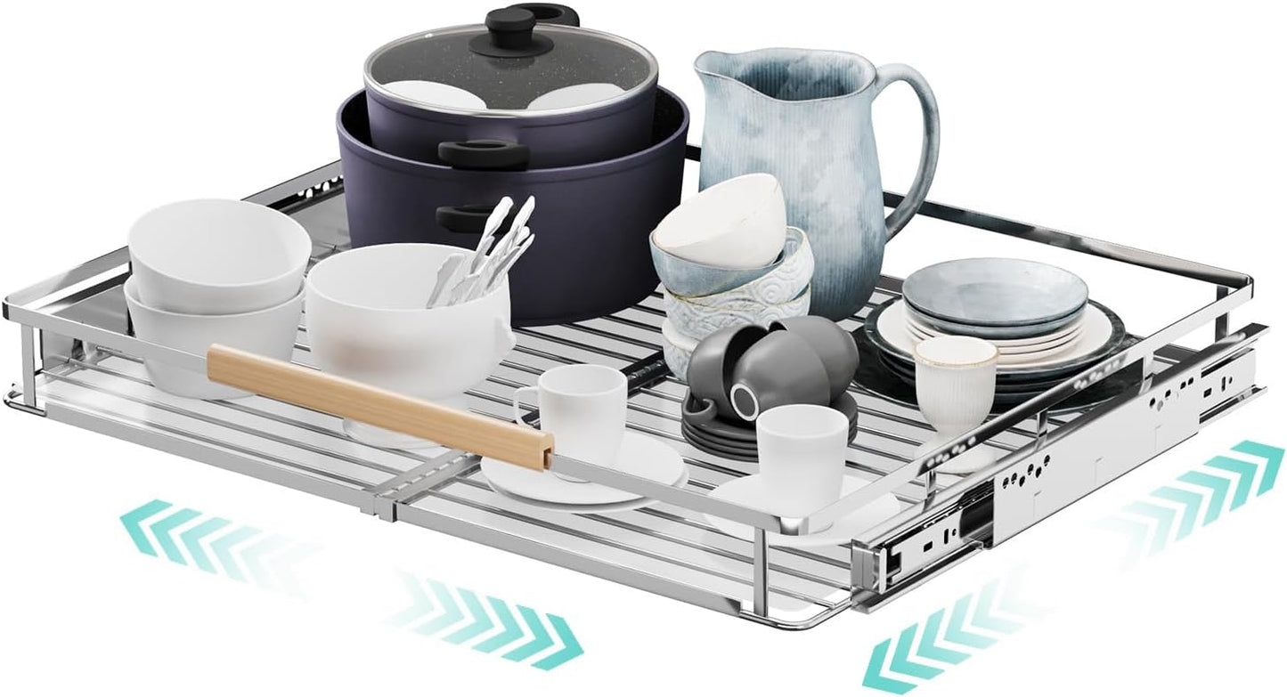 Expandable Pull Out Cabinet Organizer, Adjustable Width:17.1~28''W x 22.5''D Under Sink Organizer, Drawer Storage Shelves for Kitchen, Bathroom, Closet, Pantry, Cupboard, Pots, Pans