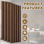 Wood Slat Acoustic Panels, 4 Pack 94.5"x7.9" 3D Wall Panels, Modern Fluted - Image 6