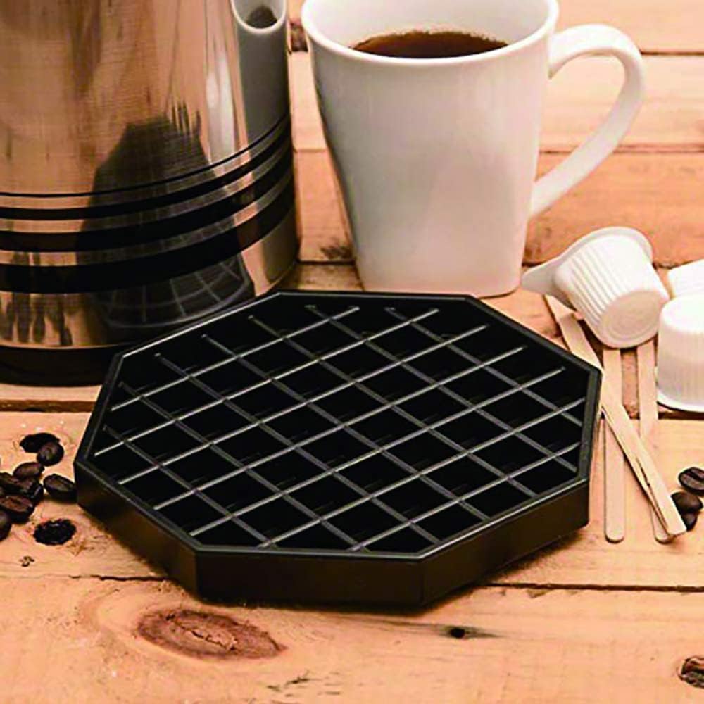 Drip Trays 6" Coffee Countertop Octagon Drip Tray Black Plastic Coffee Drip Tray With Honeycomb Grid, Pack of 4 (4 Pcs 6")
