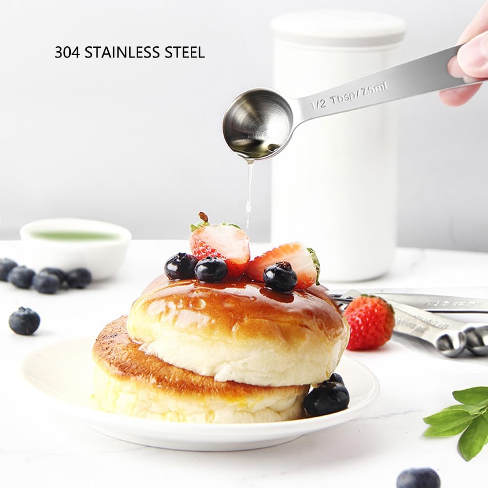 Measuring Cups and Spoons Set Heavy Duty 304 Metal Stainless Steel Measuring Cup Spoon Kitchen Gadgets for Cooking Baking (Set of 17)