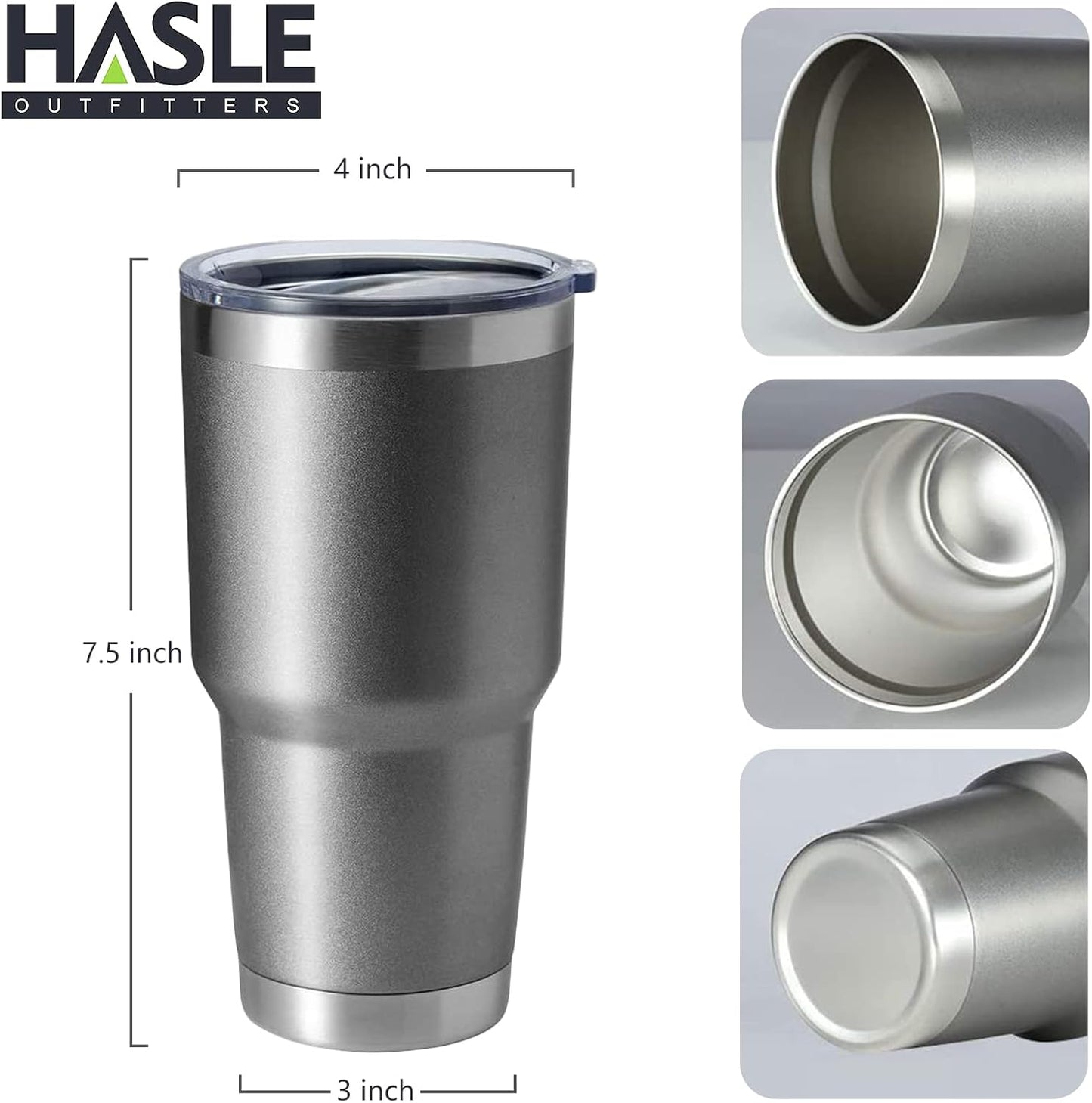 HASLE OUTFITTERS 30oz Stainless Steel Tumbler, Double Wall Vacuum Insulated Travel Mug Tumbler, Durable Insulated Coffee Mug, Gift Box Set (Grey, 4)