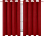 LEMOMO Blackout Curtains 66 x 54 Inch Long Red Curtains Set of 2 Panels Room - Image 2