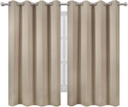 LEMOMO Blackout Curtains 66 x 54 Inch Long Khaki Curtains Set of 2 Panels Room - Image 2