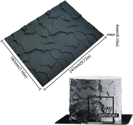 mostsom Fondant Silicone Mold for Cake Decoration Cake Border Stone Patter Impression Mat Fondant Embossing Stencil for DIY Cookies, Cupcakes, Chocolate, Clay – Reusable, Flexible (E_ Stone Patter)