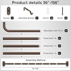 Curtain Rods 36-152 Inch, Bronze Wrap Around Blackout Curtain Rods - Image 7