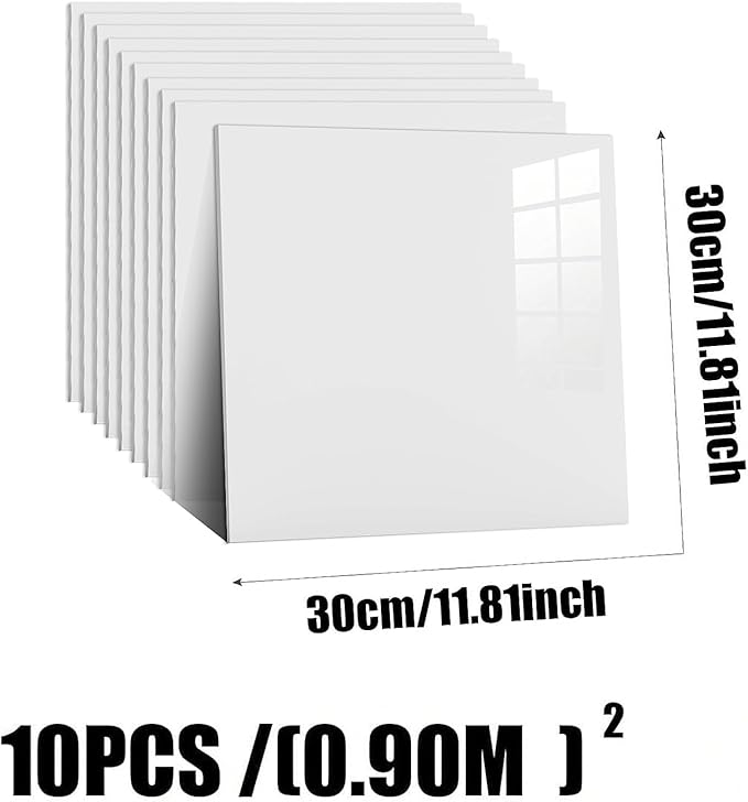 10pcs Peel and Stick Tile Shower Waterproof Marble Tiles Wall Panels, - Image 3