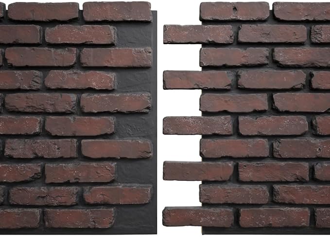 EverStone Aged Brick Faux Brick Panel, 46 7/8"W x 27"H x 1 1/4"D, Cinder Color - Image 8