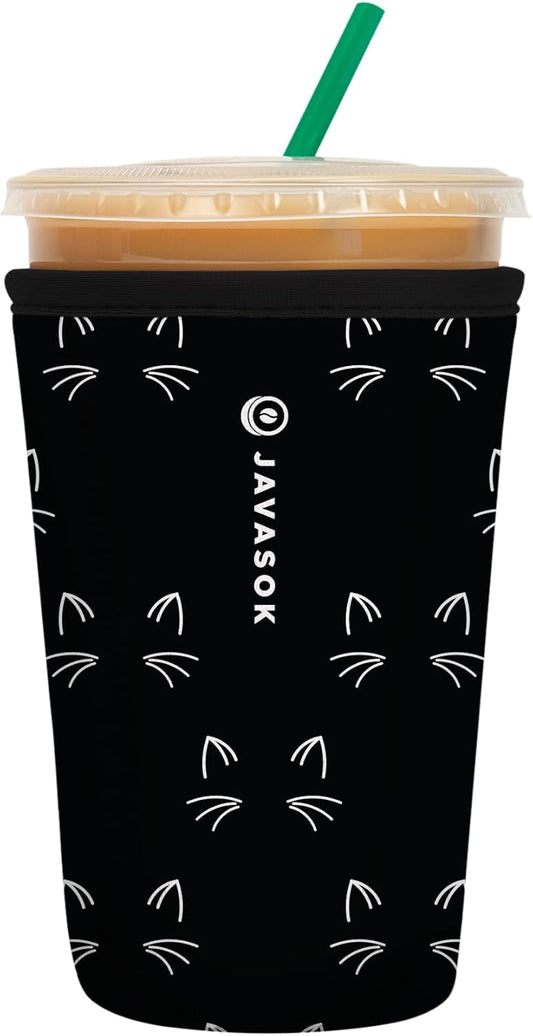 Sok It JavaSok Iced Coffee & Cold Soda Insulated Neoprene Cup Sleeve (Mystical Meows, Medium: 22-28oz)