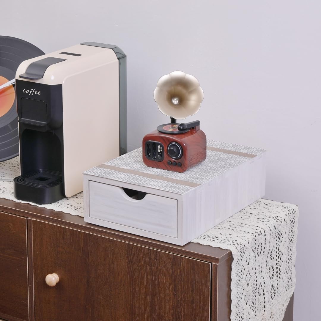 Wood Storage Drawers Organizer for Coffee Pod Holder- Kitchen Counter K Cup Drawer for Coffee Maker Stand Pod Capsule Storage Organization Coffee Accessories- Multi Purpose Desk Drawers 1D1C-WH