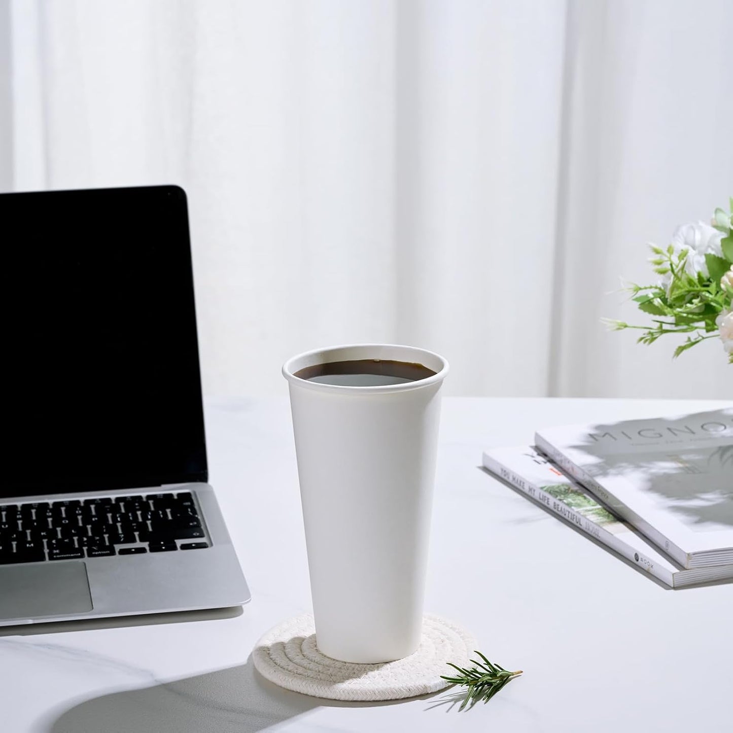 LITOPAK 1000 pack Paper Cup Disposable 20 oz, Bulk White Paper Cups, Hot Paper Coffee Cups for Offices, Schools, Shops, Restaurants