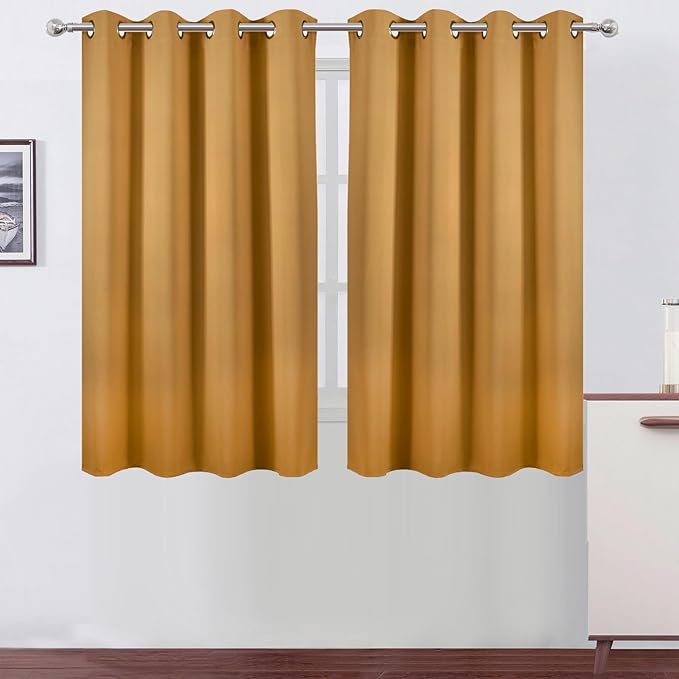 LEMOMO Mustard Yellow Thermal Blackout Curtains/52 x 54 Inch/Set of 2 Panels by Lemomo