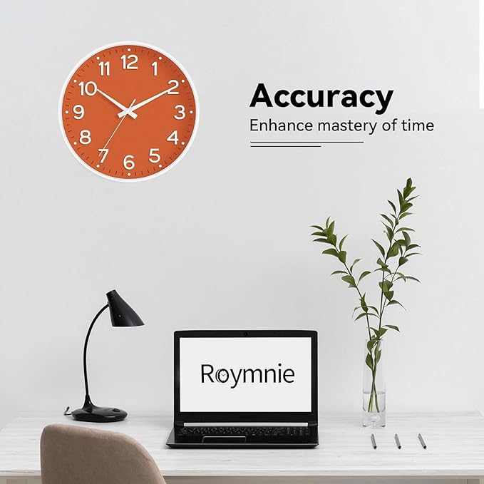 Roymnie Wall Clock 10 Inch Silent Wall Clocks Battery Operated-Modern Non - Image 7