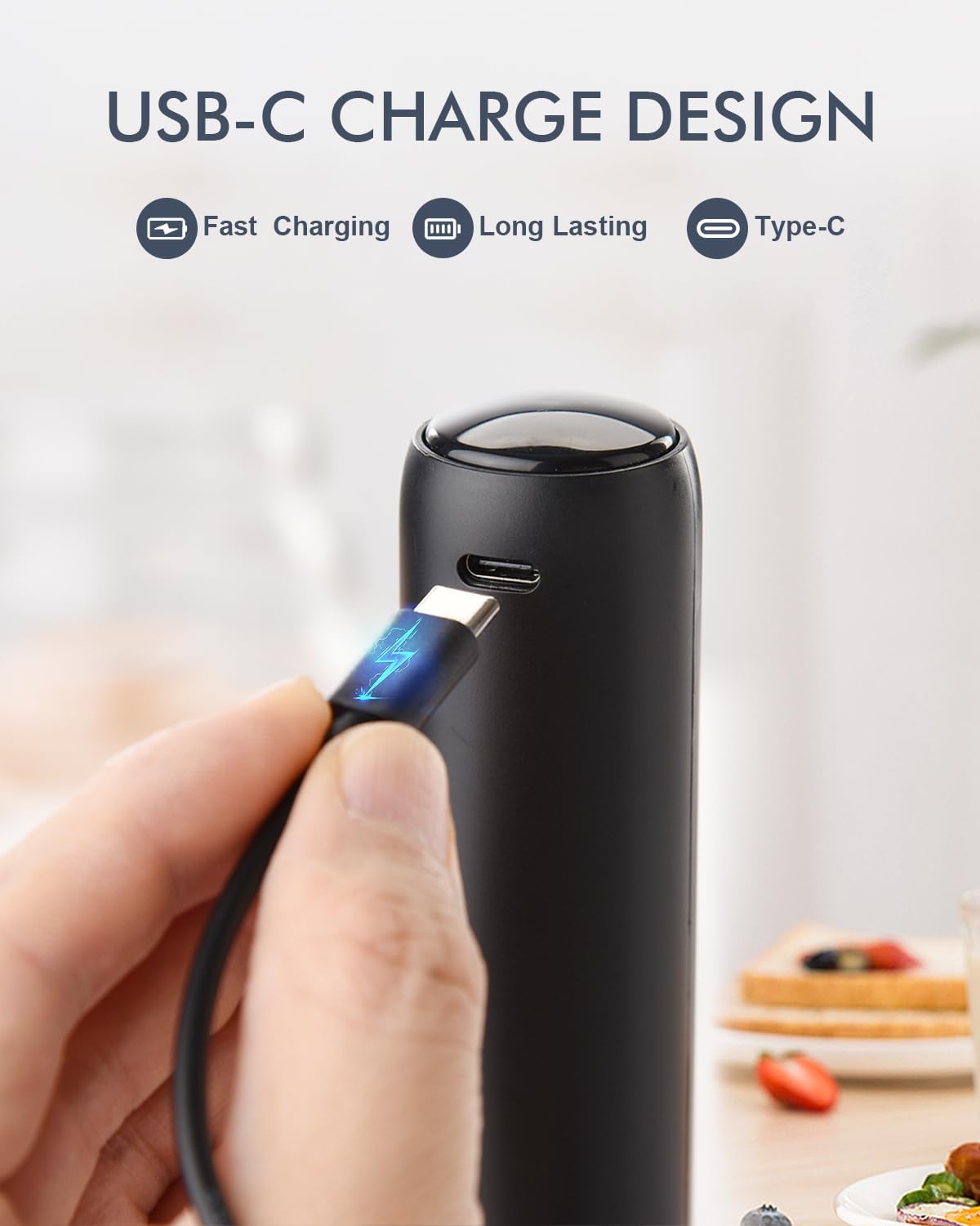 Rechargeable Milk Frother USB, Handheld Electric Foam Maker with Whisk Drink Mixer & Foamer for Coffee, Latte, Matcha, Hot Chocolate