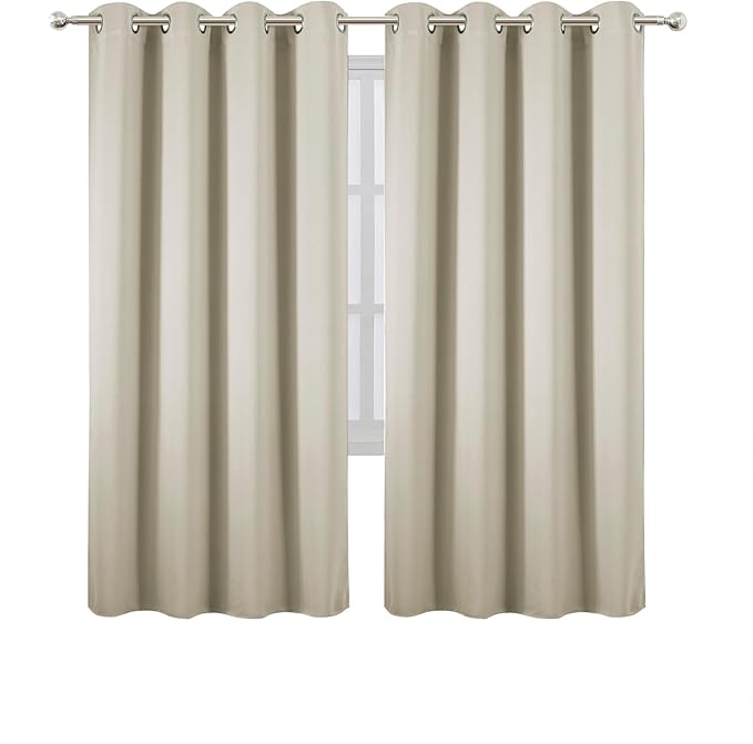 LEMOMO Blackout Curtains 66 x 72 Inch Long Light Beige Curtains Set of 2 Panels - Image 2