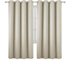 LEMOMO Blackout Curtains 66 x 72 Inch Long Light Beige Curtains Set of 2 Panels - Image 2