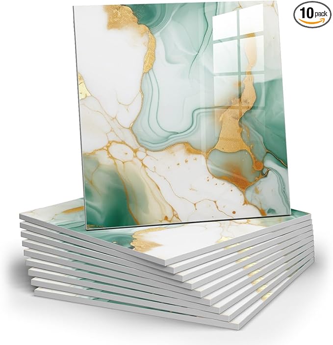 Chejiaye 10pcs Marble Peel and Stick Backsplash Waterproof Washroom Wall Panels by Chejiaye